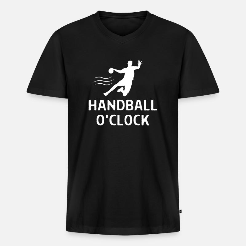 Handball Handballer Spruch Geschenk - Männer Premium Bio T-Shirt mit V-Ausschnitt - Schwarz