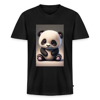 Süßes Baby-Panda - Männer Premium Bio T-Shirt mit V-Ausschnitt - Schwarz - Vorne - Nico (187cm)