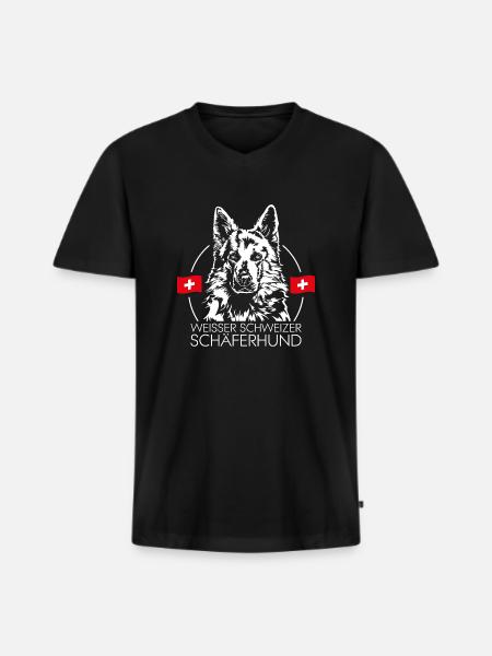WHITE SWISS SHEPHERD Dog Wilsigns - Men's Premium Organic T-shirt with V-neck - black