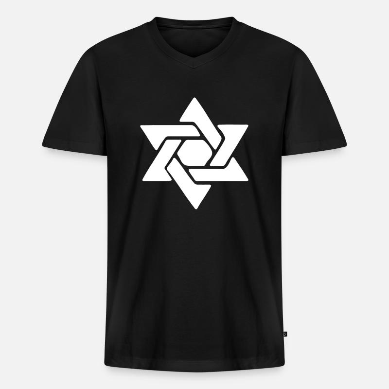 Davidstern - Männer Premium Bio T-Shirt mit V-Ausschnitt - Schwarz