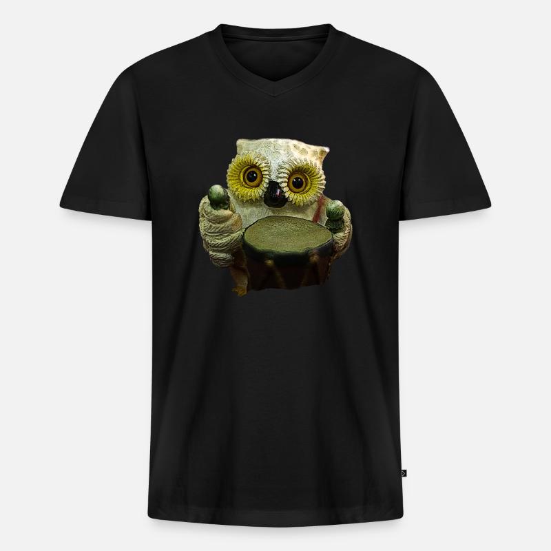 Eule Eule - Männer Premium Bio T-Shirt mit V-Ausschnitt - Schwarz