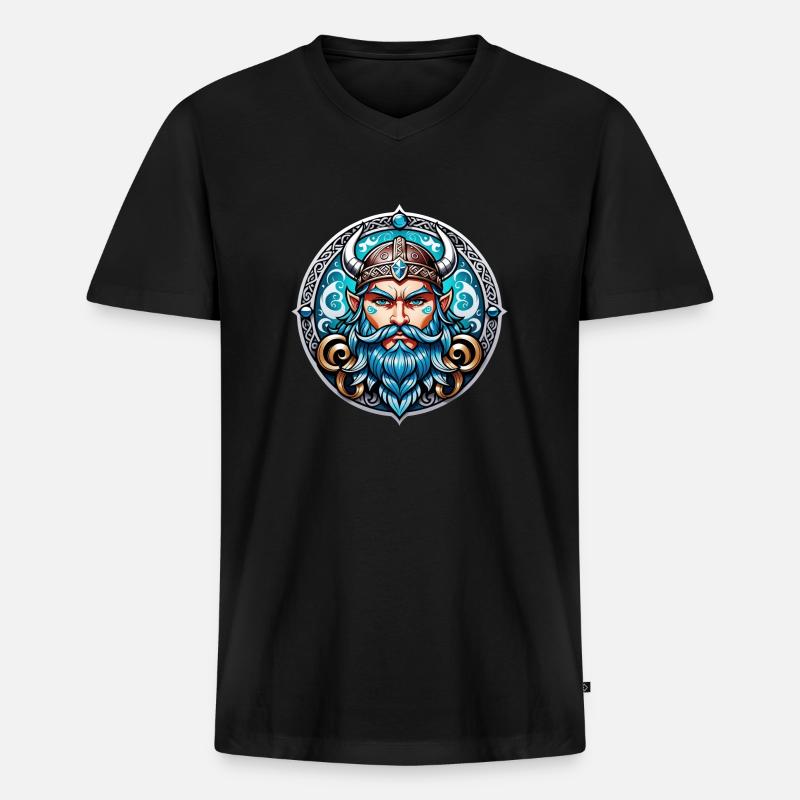 Wikinger Odin Thor Walhalla - Männer Premium Bio T-Shirt mit V-Ausschnitt - Schwarz
