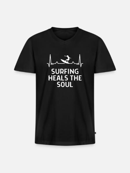 Surfing Surfer Funny Sniffer Gift - Men's Premium Organic T-shirt with V-neck - black