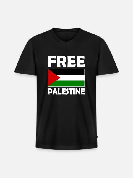 Free palestine - Men's Premium Organic T-shirt with V-neck - black