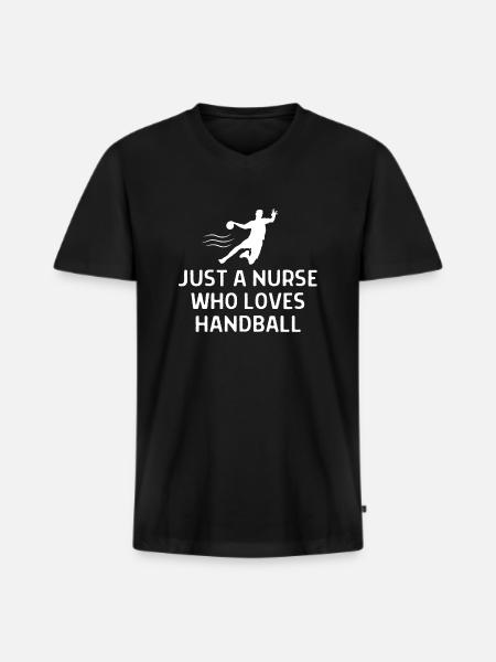 Handball Handballer Spruch Geschenk - Männer Premium Bio T-Shirt mit V-Ausschnitt - Schwarz