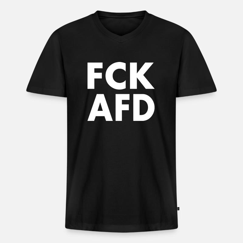 Fck afd - Männer Premium Bio T-Shirt mit V-Ausschnitt - Schwarz