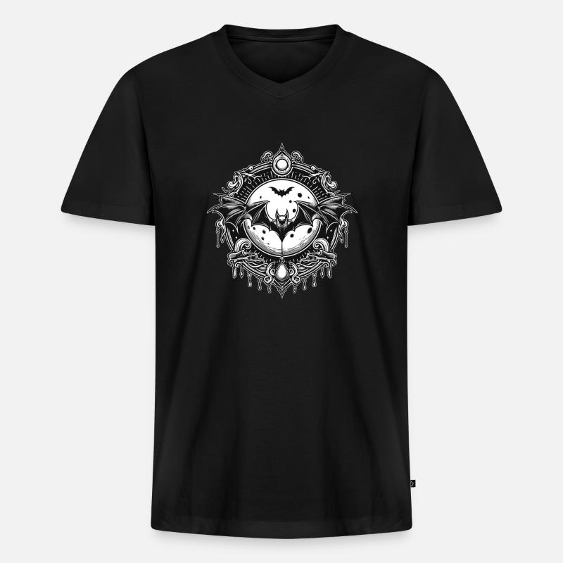 Fledermaus Logo - Männer Premium Bio T-Shirt mit V-Ausschnitt - Schwarz