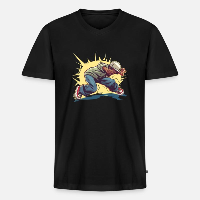 Breakdancer Grafik - Männer Premium Bio T-Shirt mit V-Ausschnitt - Schwarz