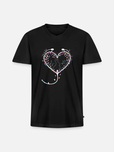 Easter Bunny Nurse - Men's Premium Organic T-shirt with V-neck - black