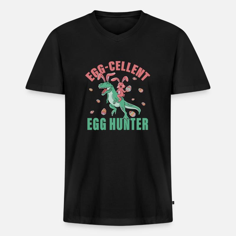 Eier-cellent Eierjäger - Männer Premium Bio T-Shirt mit V-Ausschnitt - Schwarz