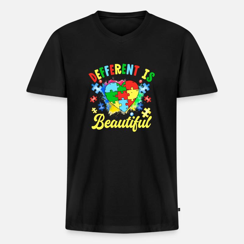 Anders ist schön - Männer Premium Bio T-Shirt mit V-Ausschnitt - Schwarz