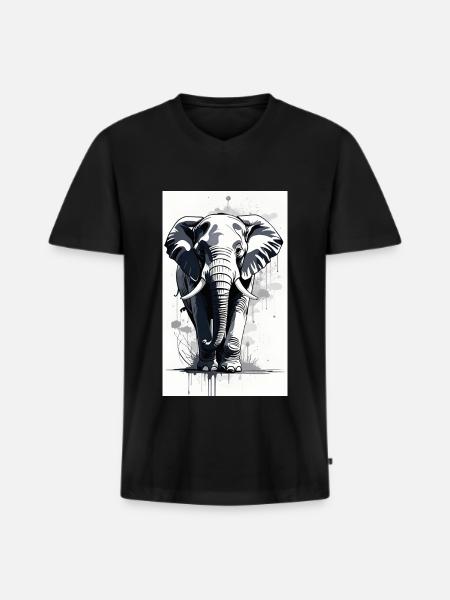 Elefant | Wildtier | Afrika | Kindermotive - Männer Premium Bio T-Shirt mit V-Ausschnitt - Schwarz