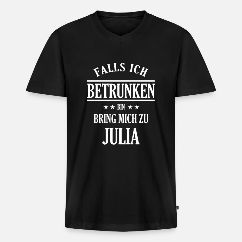 Falls ich betrunken bin Julia - Männer Premium Bio T-Shirt mit V-Ausschnitt - Schwarz