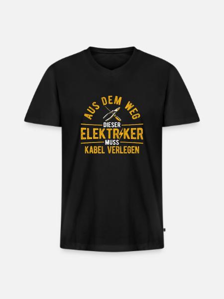 Elektriker Elektrik - Männer Premium Bio T-Shirt mit V-Ausschnitt - Schwarz