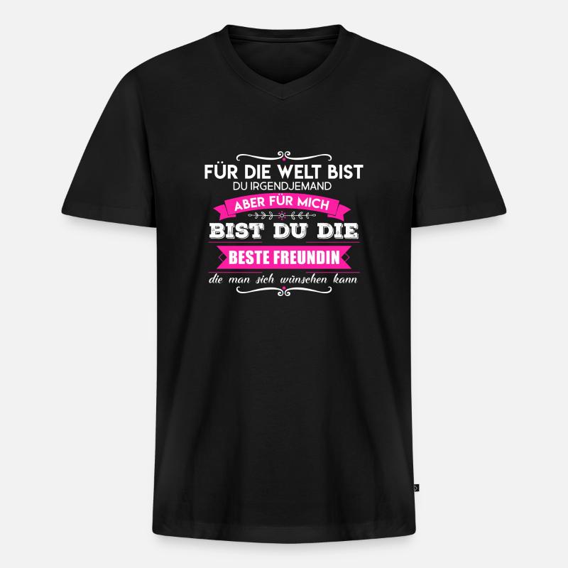Beste Freundin - Männer Premium Bio T-Shirt mit V-Ausschnitt - Schwarz