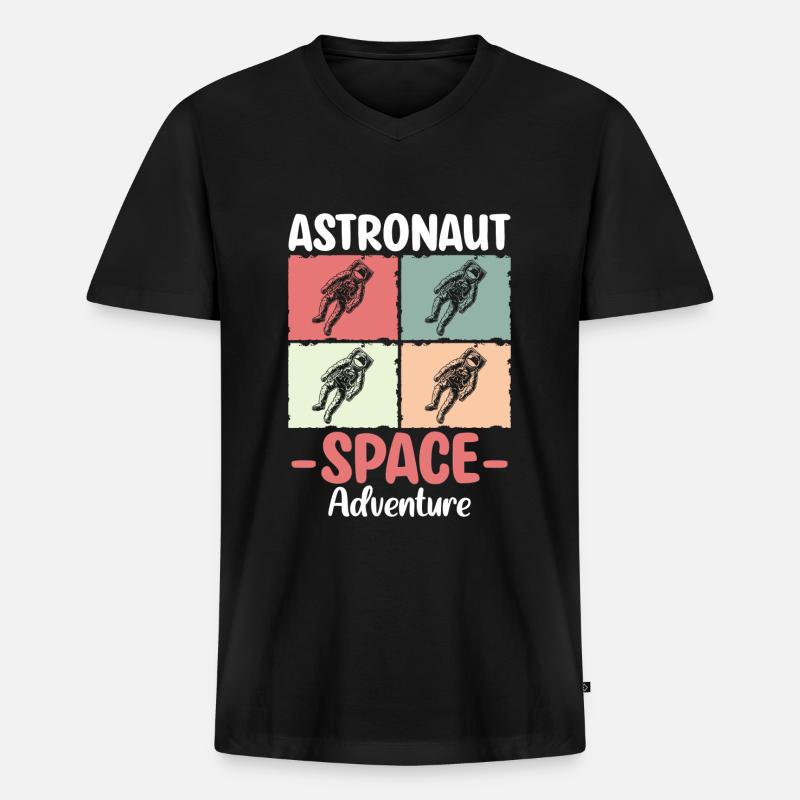 Space Shuttle Raumanzug Stern Rakete - Männer Premium Bio T-Shirt mit V-Ausschnitt - Schwarz