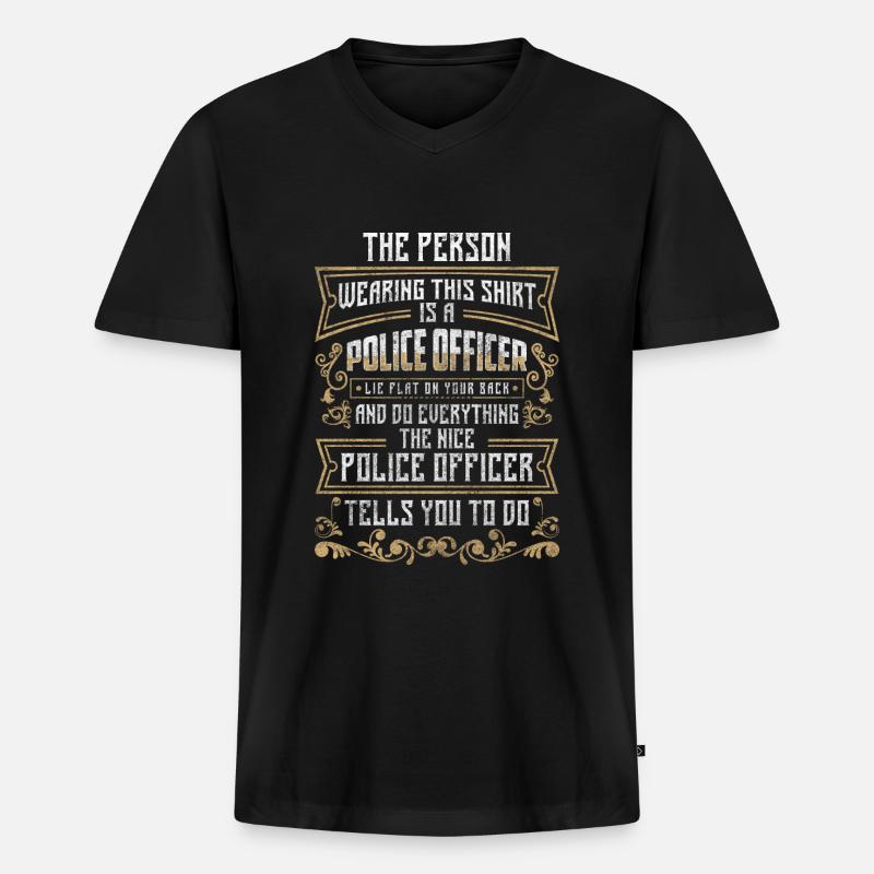 Polizei Sheriff Handschellen - Männer Premium Bio T-Shirt mit V-Ausschnitt - Schwarz