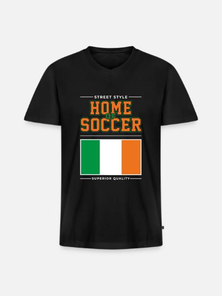 Home of Soccer - Men's Premium Organic T-shirt with V-neck - black