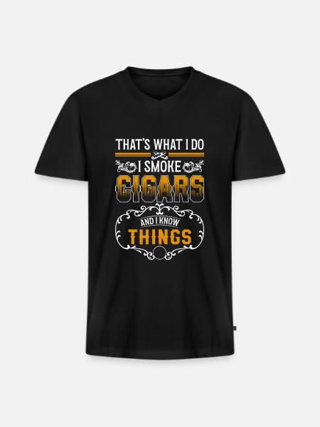 Tabak Zigarre Kippe Droge - Männer Premium Bio T-Shirt mit V-Ausschnitt - Schwarz