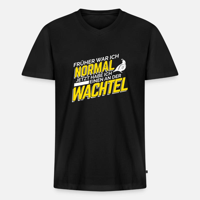Wachtel Geschenkidee - Männer Premium Bio T-Shirt mit V-Ausschnitt - Schwarz