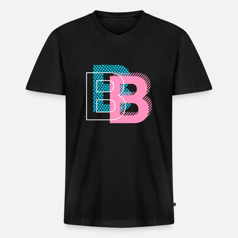 B wie Buchstabe - Männer Premium Bio T-Shirt mit V-Ausschnitt - Schwarz