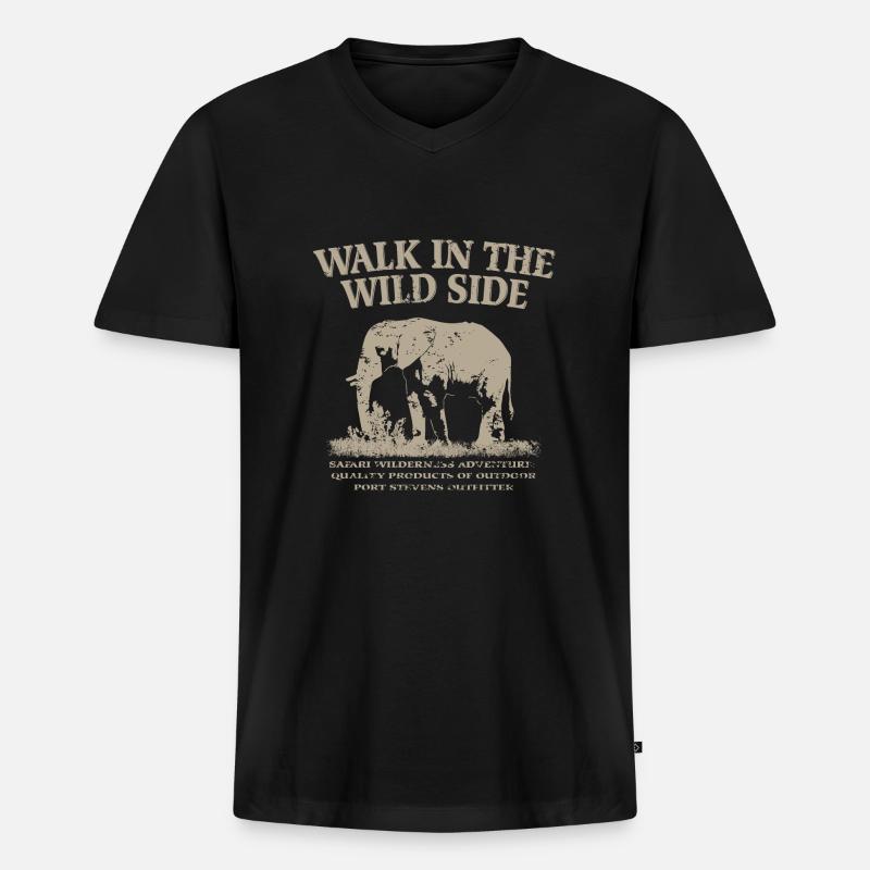 Elefant - Männer Premium Bio T-Shirt mit V-Ausschnitt - Schwarz