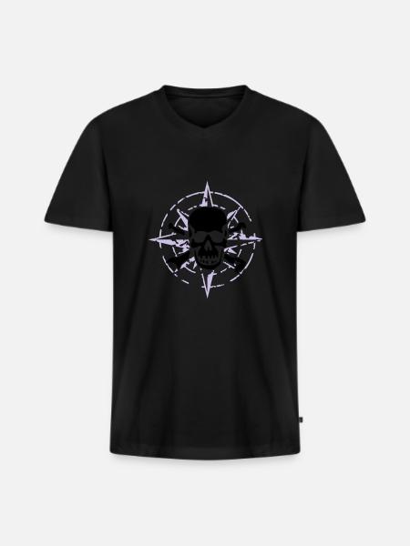 windrose_skull_02_a_2c - T-shirt encolure en V Premium bio Homme - noir