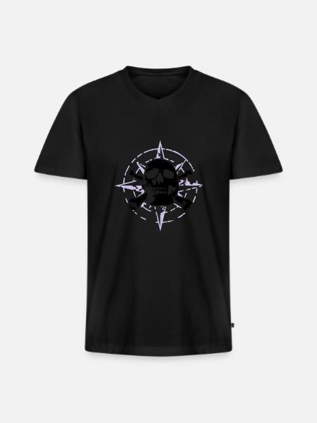 windrose_skull_02_d_3c - T-shirt encolure en V Premium bio Homme - noir