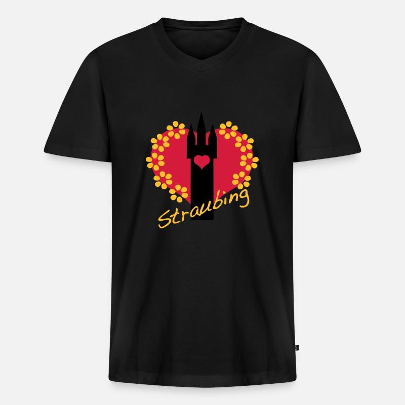 i love straubing - Männer Premium Bio T-Shirt mit V-Ausschnitt - Schwarz