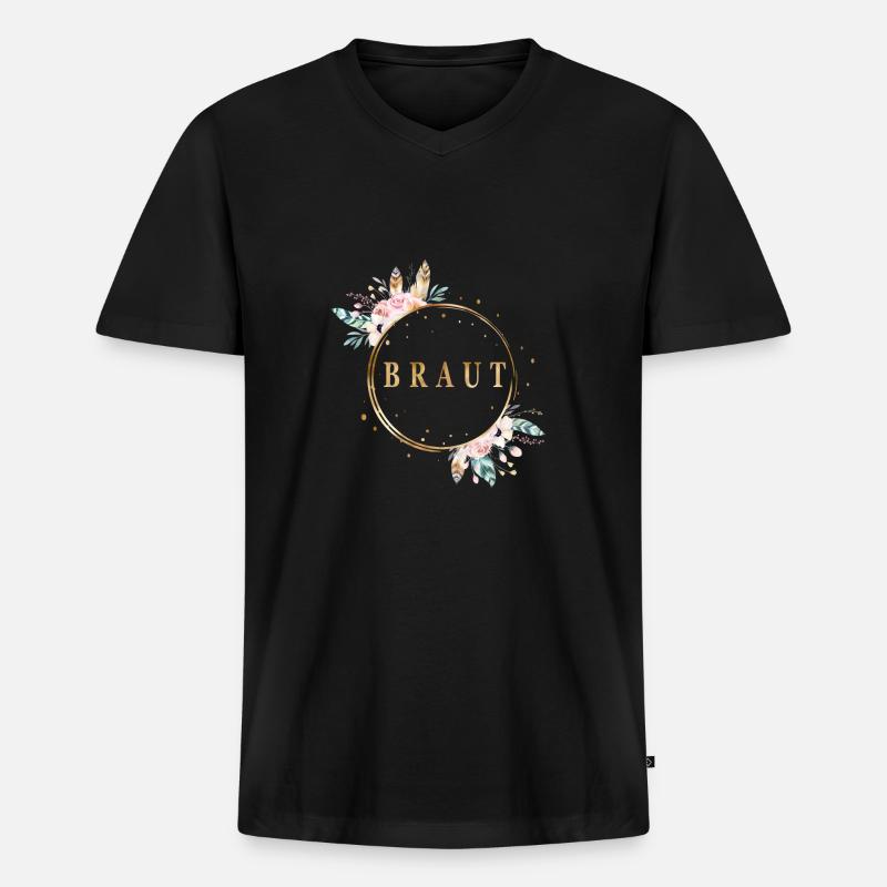 boho_braut - Männer Premium Bio T-Shirt mit V-Ausschnitt - Schwarz