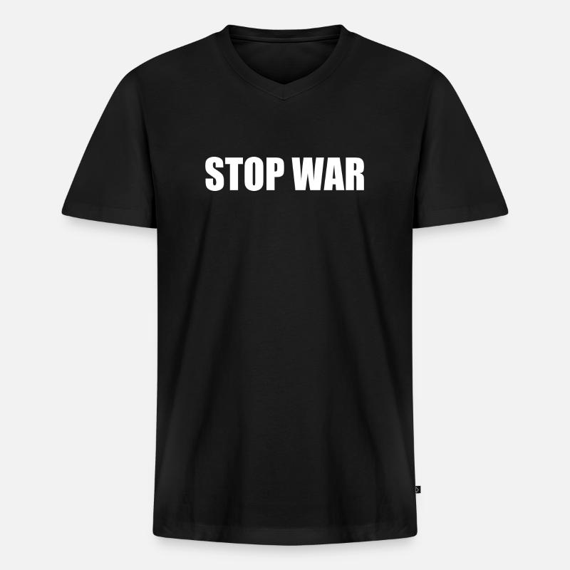 Stop war - Männer Premium Bio T-Shirt mit V-Ausschnitt - Schwarz
