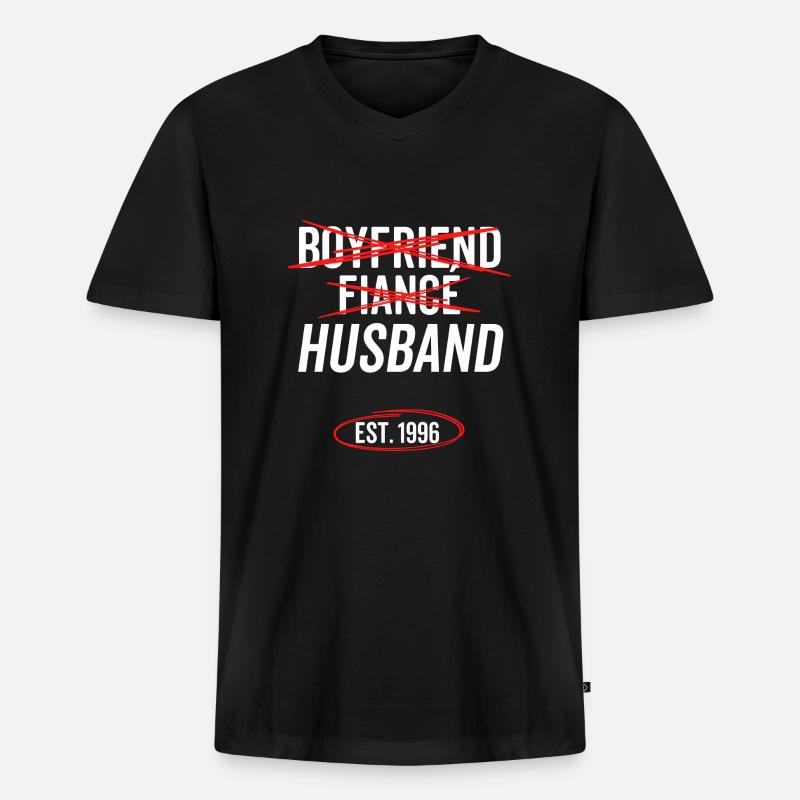 Freund Verlobter Ehemann Est 1996 - Männer Premium Bio T-Shirt mit V-Ausschnitt - Schwarz