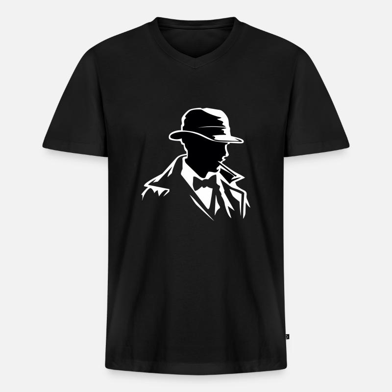 Sherlock - Männer Premium Bio T-Shirt mit V-Ausschnitt - Schwarz