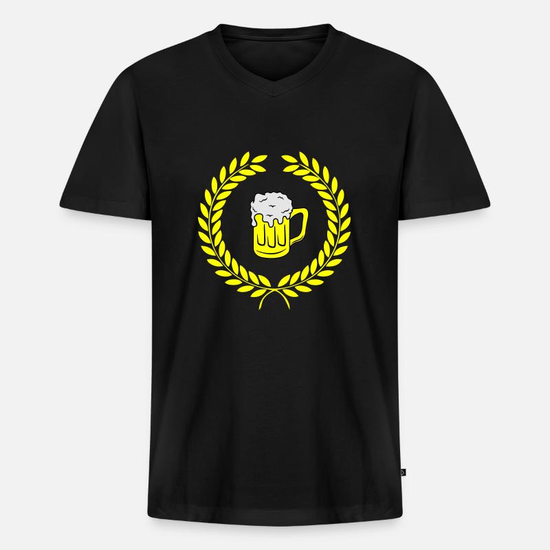 bier wappen - Männer Premium Bio T-Shirt mit V-Ausschnitt - Schwarz