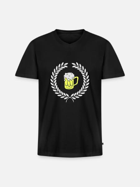 bier wappen - Männer Premium Bio T-Shirt mit V-Ausschnitt - Schwarz