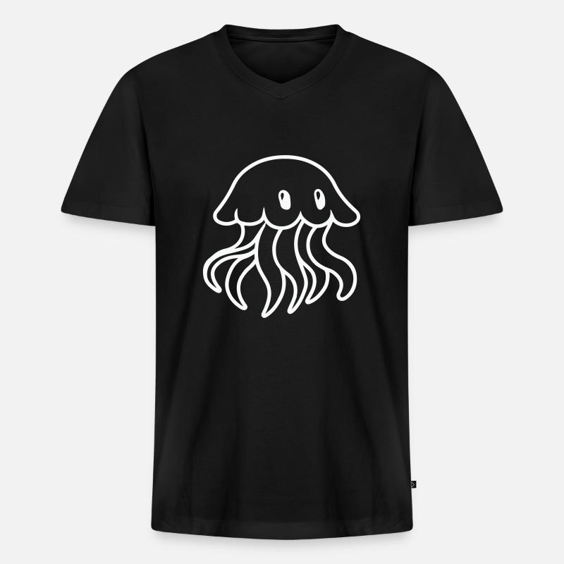 qualle comic - Männer Premium Bio T-Shirt mit V-Ausschnitt - Schwarz
