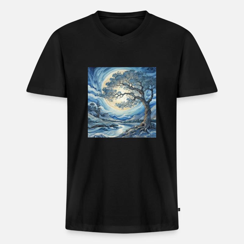Yggdrasil – Baum des Lebens - Männer Premium Bio T-Shirt mit V-Ausschnitt - Schwarz