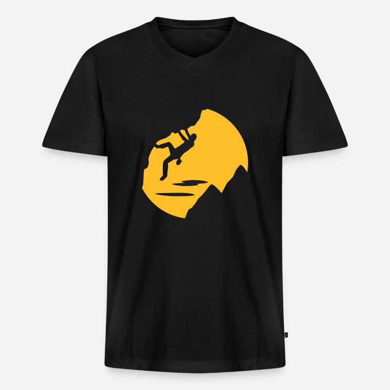 Klettern - Männer Premium Bio T-Shirt mit V-Ausschnitt - Schwarz