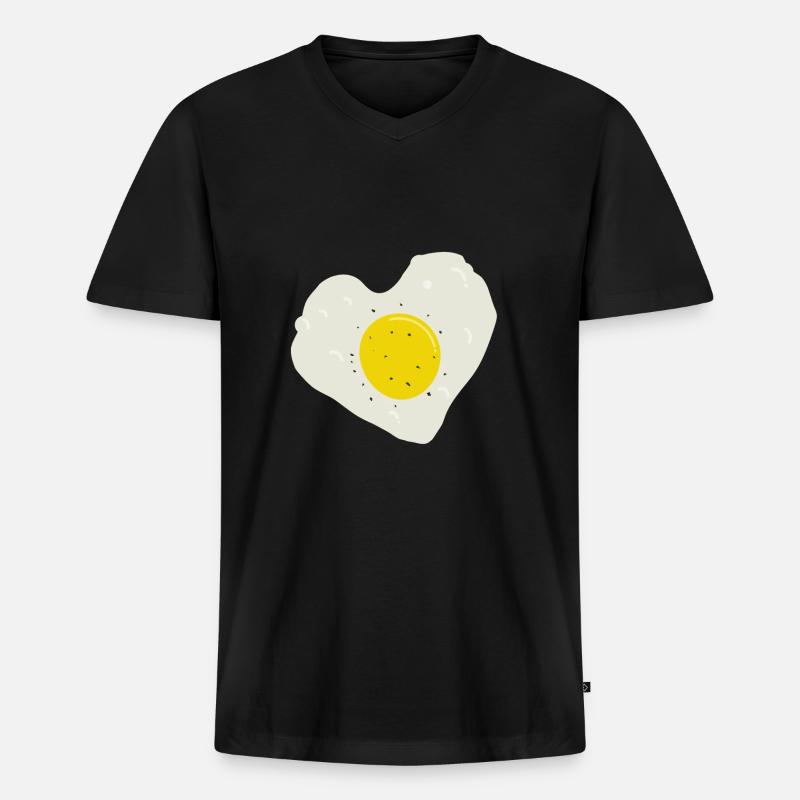 Spiegelei Herz - Männer Premium Bio T-Shirt mit V-Ausschnitt - Schwarz