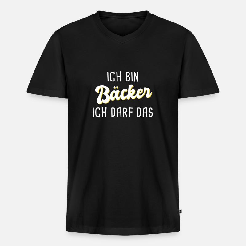 Bäcker - Männer Premium Bio T-Shirt mit V-Ausschnitt - Schwarz