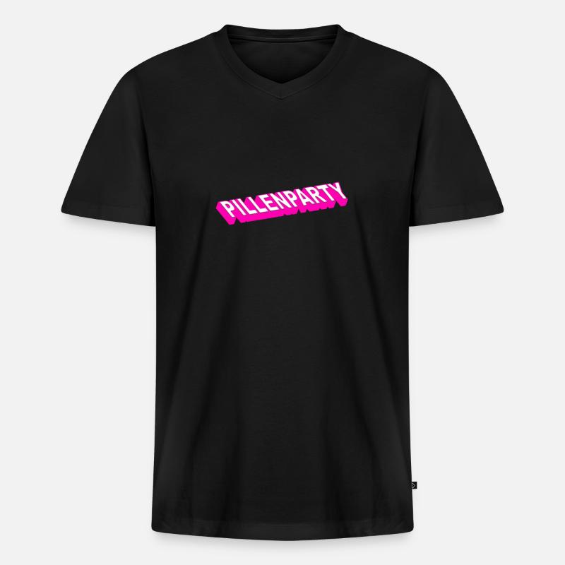 Technoparty - Männer Premium Bio T-Shirt mit V-Ausschnitt - Schwarz