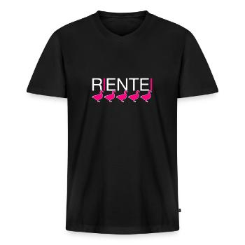 Rente - Männer Premium Bio T-Shirt mit V-Ausschnitt - Schwarz - Vorne - Nico (187cm)