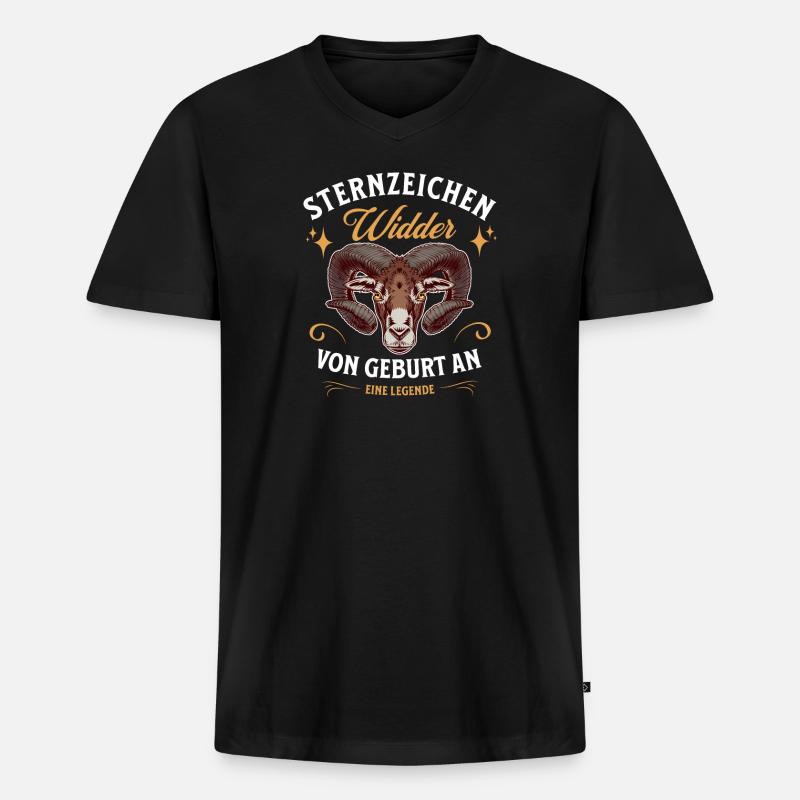 Sternzeichen Geschenke Widder Spruch - Männer Premium Bio T-Shirt mit V-Ausschnitt - Schwarz
