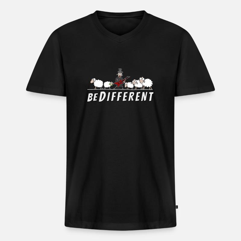 Hardrock Schaf - be different - Männer Premium Bio T-Shirt mit V-Ausschnitt - Schwarz