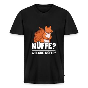 Nüffe? welche Nüffe? witziges Eichhörnchen - Männer Premium Bio T-Shirt mit V-Ausschnitt - Schwarz - Vorne - Nico (187cm)