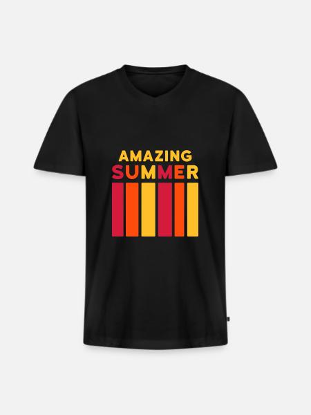 Amazing Summer (Balken) - Männer Premium Bio T-Shirt mit V-Ausschnitt - Schwarz
