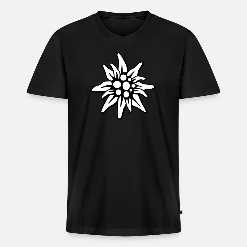 Edelweiss 2c klein - Männer Premium Bio T-Shirt mit V-Ausschnitt - Schwarz