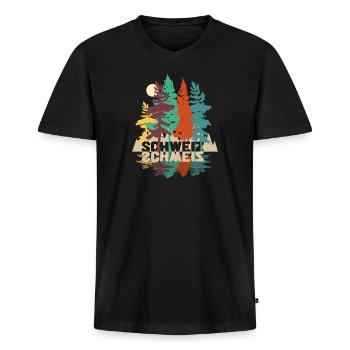 Switzerland - Men's Premium Organic T-shirt with V-neck - black - Front - Nico (187cm)