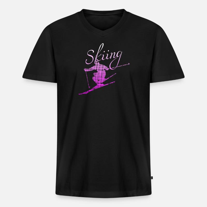 Skiing skiing - Männer Premium Bio T-Shirt mit V-Ausschnitt - Schwarz
