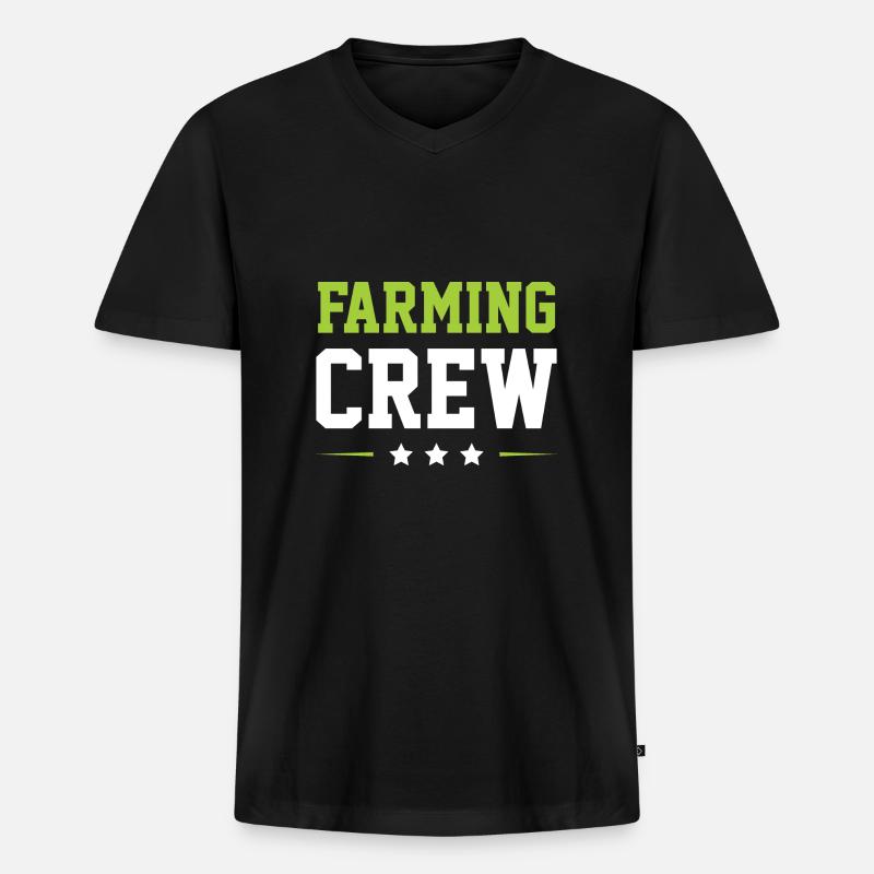 Farming Crew - Männer Premium Bio T-Shirt mit V-Ausschnitt - Schwarz